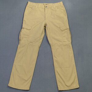 Carhartt Force Pants Men's 36x32 Dark Khaki Relaxed Fit Ripstop Cargo Work Pant